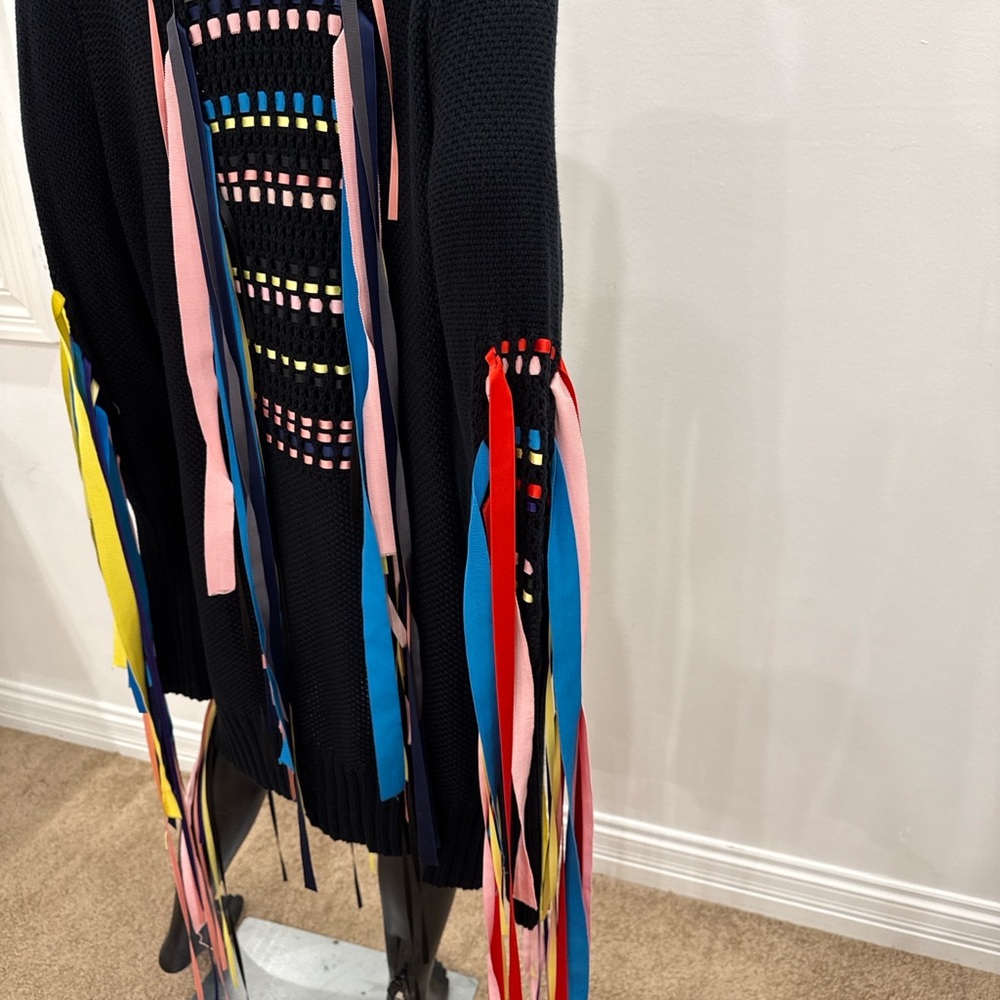 ✨ PREEN LINE by Thornton Bregazzi Fringe Multicolor Ribbon Statement Cardigan S - Picture 3 of 16